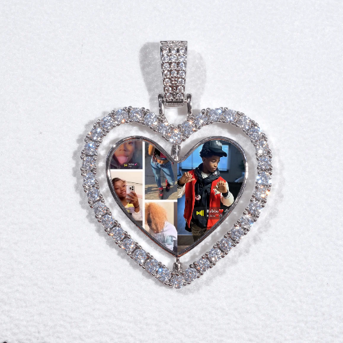 3D Spinning 2-Faced Heart Custom Picture Pendant