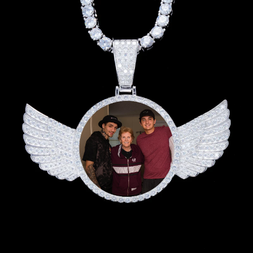 925S & VVS Moissanite 3D Wing Custom Picture Pendant