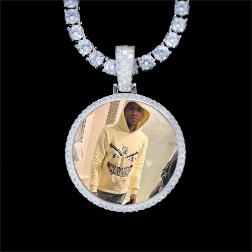 925S & VVS Moissanite 3D Circle Custom Picture Pendant