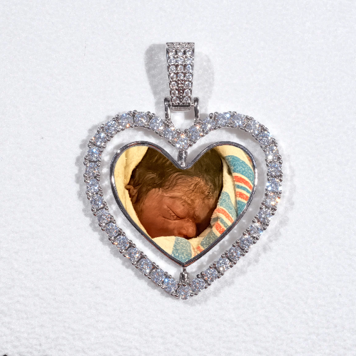 3D Spinning 2-Faced Heart Custom Picture Pendant