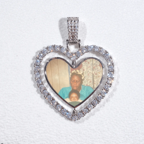 3D Spinning 2-Faced Heart Custom Picture Pendant