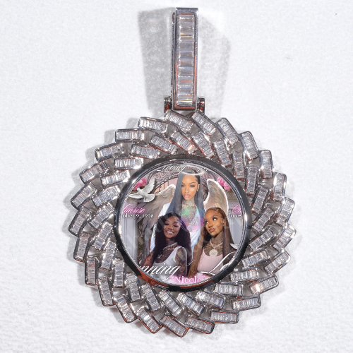 Large 3D Baguette Custom Picture Pendant