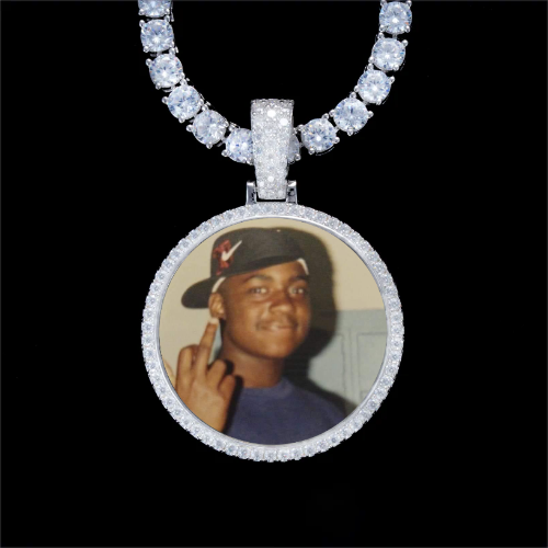 925S & VVS Moissanite 3D Circle Custom Picture Pendant