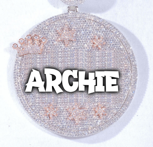 CUSTOM LETTER NECKLACE 3D BIG CROWN DISC