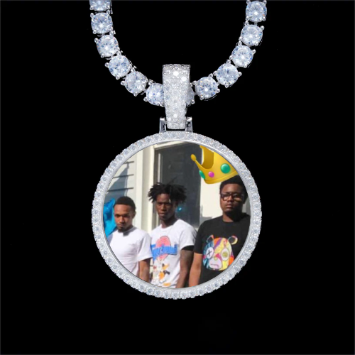 925S & VVS Moissanite 3D Circle Custom Picture Pendant