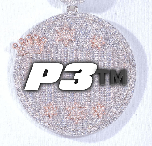 CUSTOM LETTER NECKLACE 3D BIG CROWN DISC