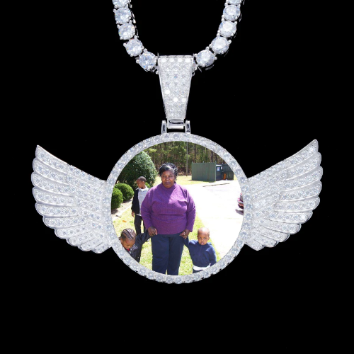 925S & VVS Moissanite 3D Wing Custom Picture Pendant