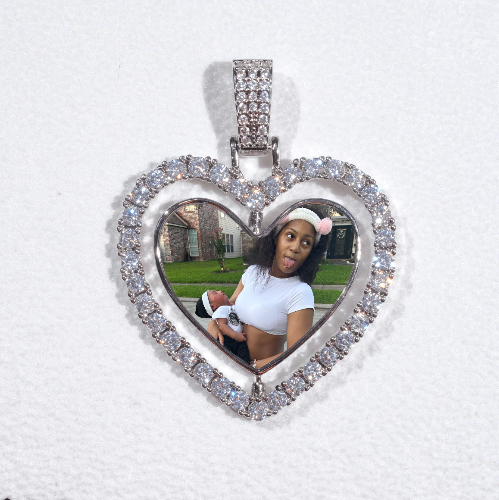 3D Spinning 2-Faced Heart Custom Picture Pendant