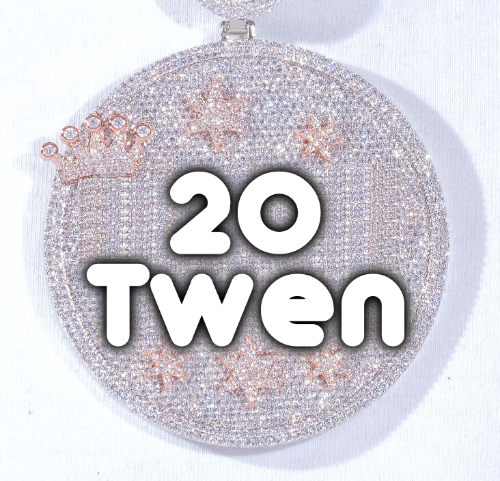 CUSTOM LETTER NECKLACE 3D BIG CROWN DISC