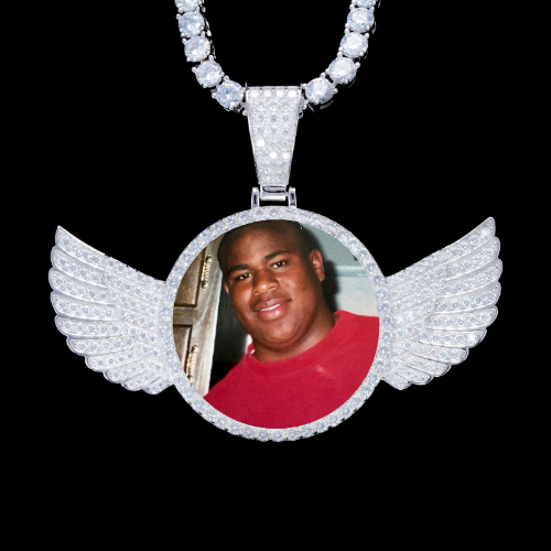 925S & VVS Moissanite 3D Wing Custom Picture Pendant