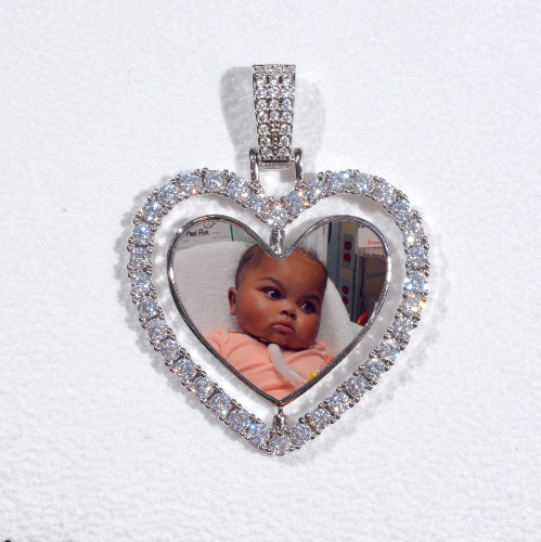 3D Spinning 2-Faced Heart Custom Picture Pendant