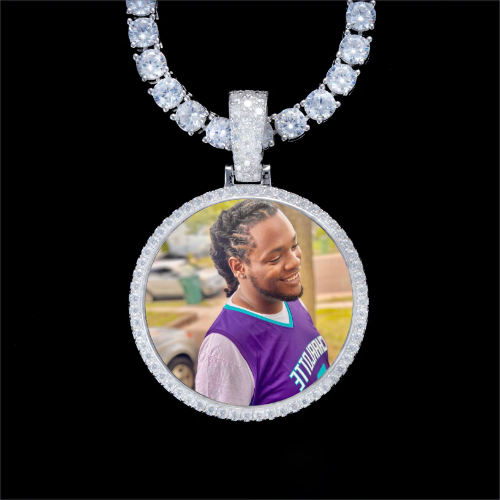 925S & VVS Moissanite 3D Circle Custom Picture Pendant