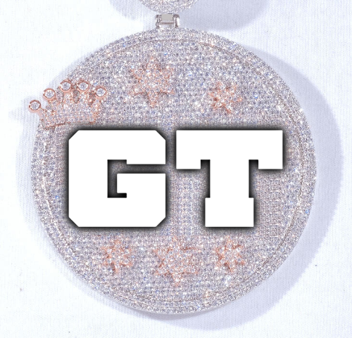 CUSTOM LETTER NECKLACE 3D BIG CROWN DISC