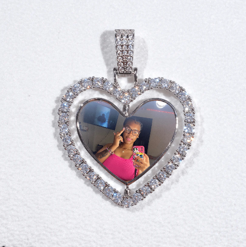 3D Spinning 2-Faced Heart Custom Picture Pendant