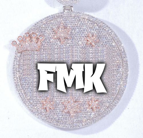 CUSTOM LETTER NECKLACE 3D BIG CROWN DISC