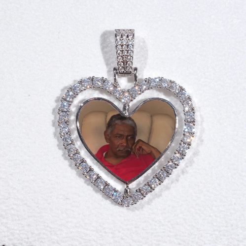 3D Spinning 2-Faced Heart Custom Picture Pendant