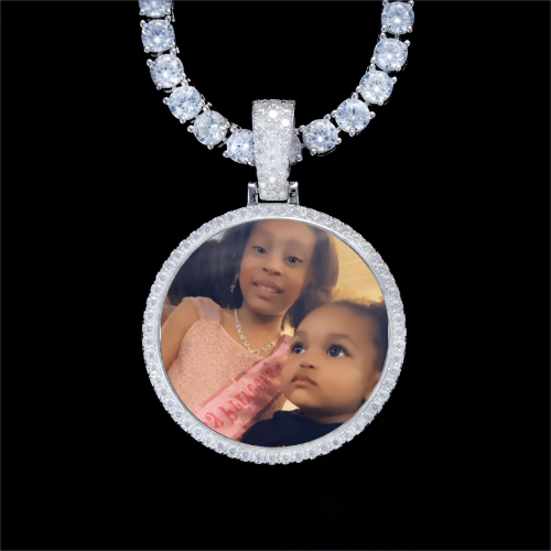 925S & VVS Moissanite 3D Circle Custom Picture Pendant