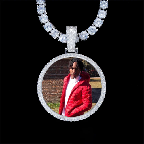 925S & VVS Moissanite 3D Circle Custom Picture Pendant