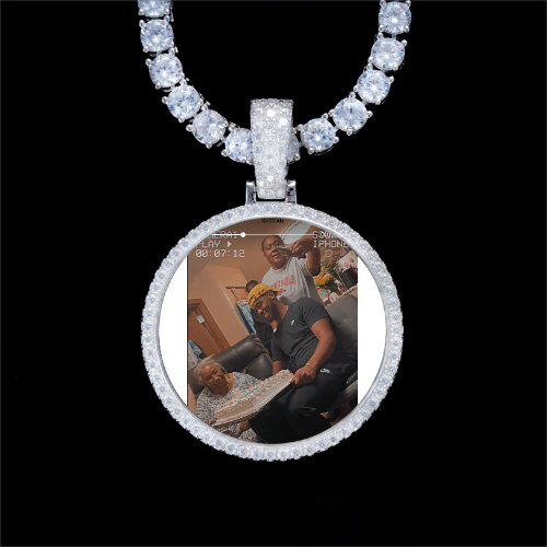 925S & VVS Moissanite 3D Circle Custom Picture Pendant