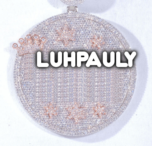 CUSTOM LETTER NECKLACE 3D BIG CROWN DISC
