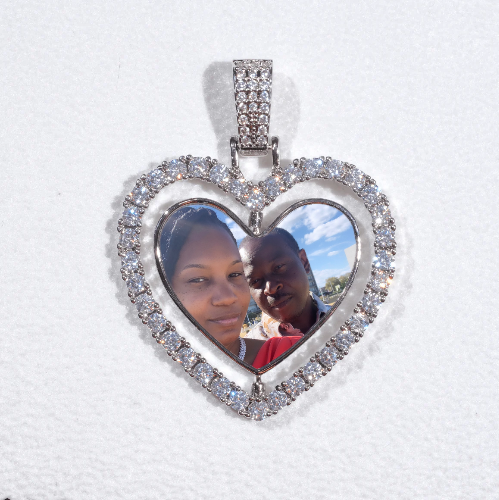 3D Spinning 2-Faced Heart Custom Picture Pendant