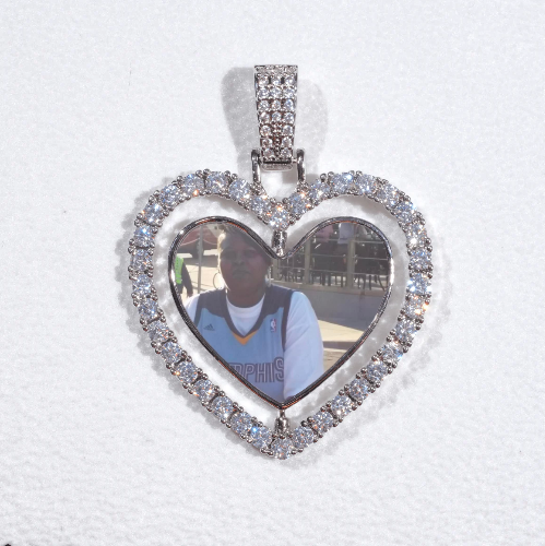 3D Spinning 2-Faced Heart Custom Picture Pendant