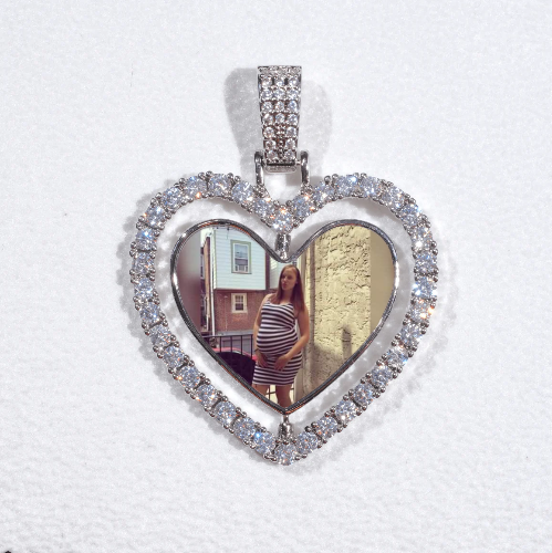 3D Spinning 2-Faced Heart Custom Picture Pendant