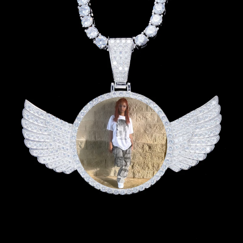 925S & VVS Moissanite 3D Wing Custom Picture Pendant