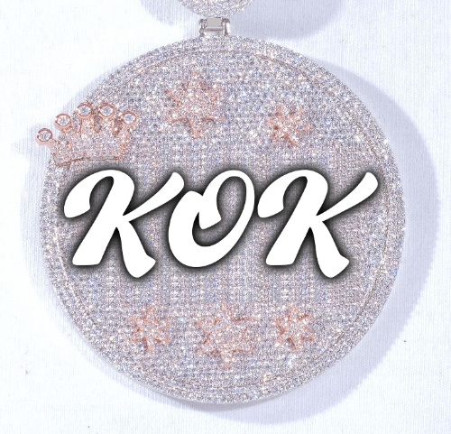 CUSTOM LETTER NECKLACE 3D BIG CROWN DISC