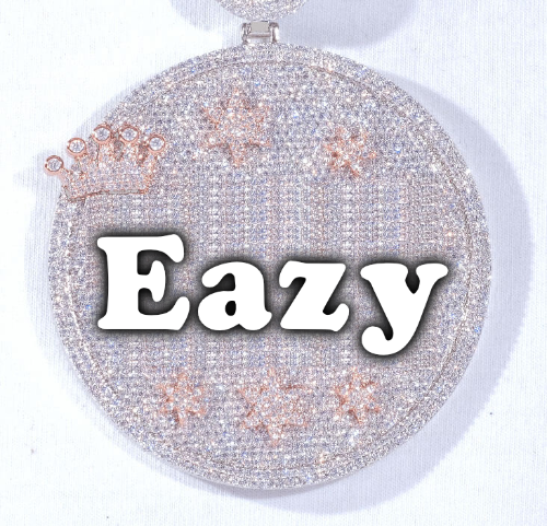 CUSTOM LETTER NECKLACE 3D BIG CROWN DISC