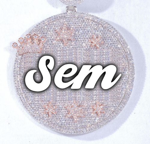 CUSTOM LETTER NECKLACE 3D BIG CROWN DISC