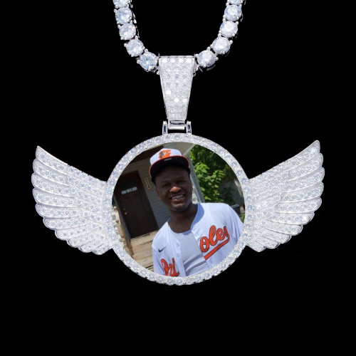 925S & VVS Moissanite 3D Wing Custom Picture Pendant