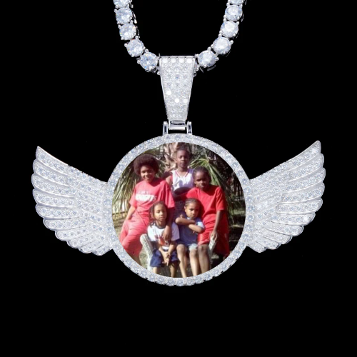 925S & VVS Moissanite 3D Wing Custom Picture Pendant