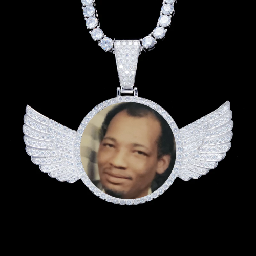 925S & VVS Moissanite 3D Wing Custom Picture Pendant