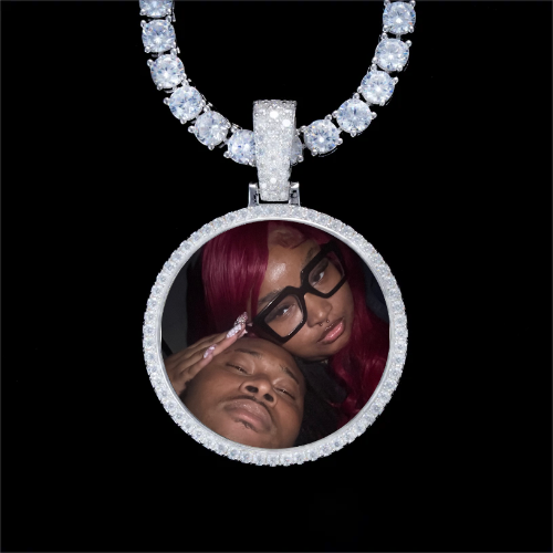 925S & VVS Moissanite 3D Circle Custom Picture Pendant
