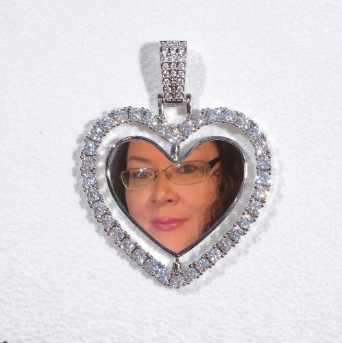 3D Spinning 2-Faced Heart Custom Picture Pendant
