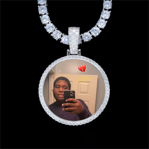 925S & VVS Moissanite 3D Circle Custom Picture Pendant