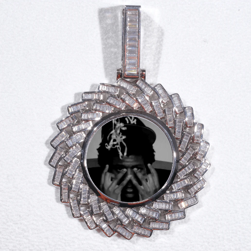 Large 3D Baguette Custom Picture Pendant