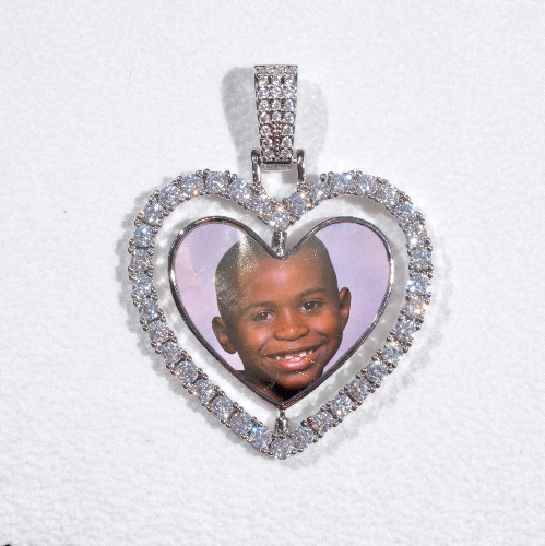 3D Spinning 2-Faced Heart Custom Picture Pendant