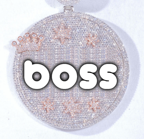 CUSTOM LETTER NECKLACE 3D BIG CROWN DISC
