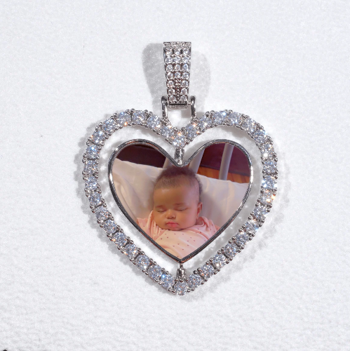 3D Spinning 2-Faced Heart Custom Picture Pendant