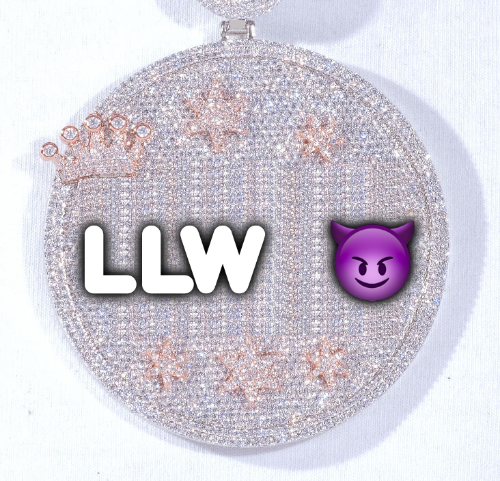CUSTOM LETTER NECKLACE 3D BIG CROWN DISC