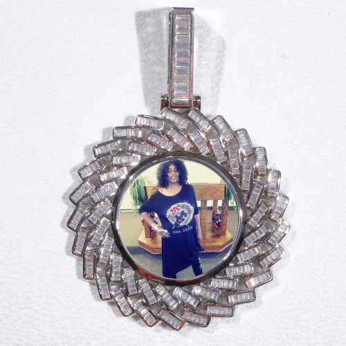 Large 3D Baguette Custom Picture Pendant