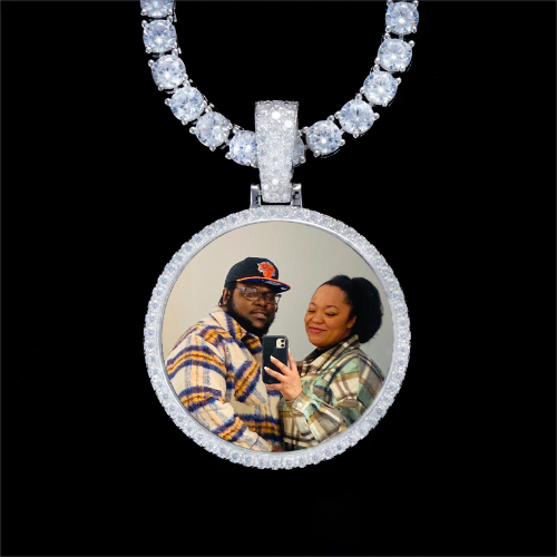 925S & VVS Moissanite 3D Circle Custom Picture Pendant