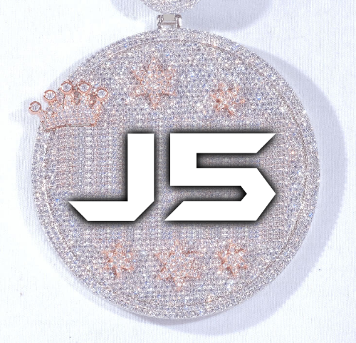 CUSTOM LETTER NECKLACE 3D BIG CROWN DISC