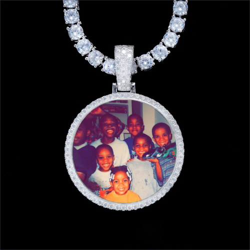 925S & VVS Moissanite 3D Circle Custom Picture Pendant