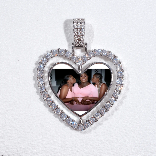 3D Spinning 2-Faced Heart Custom Picture Pendant