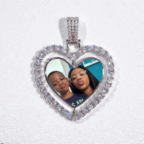 3D Spinning 2-Faced Heart Custom Picture Pendant
