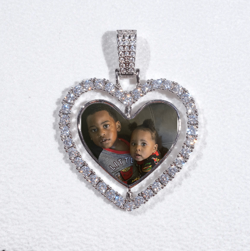 3D Spinning 2-Faced Heart Custom Picture Pendant