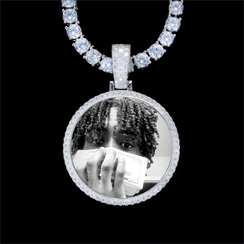 925S & VVS Moissanite 3D Circle Custom Picture Pendant